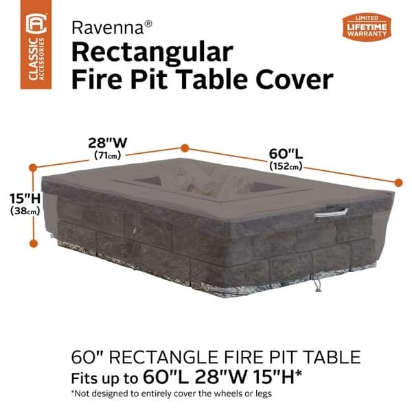 Shop Classic Accessories Ravenna 60 Rectangular Fire Pit Table