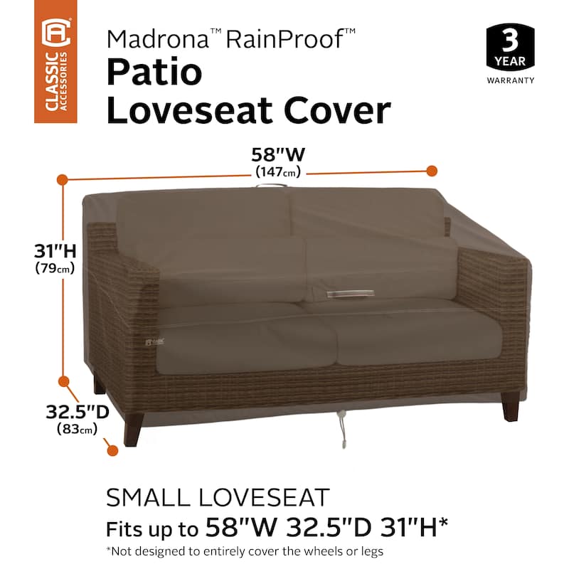 Classic Accessories Madrona Waterproof 58 Inch Patio Loveseat Cover