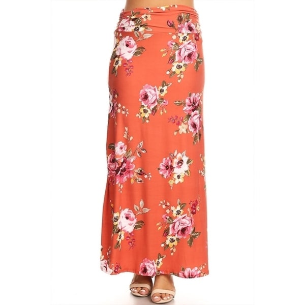 Women's Plus Size Floral Pattern Maxi Skirt