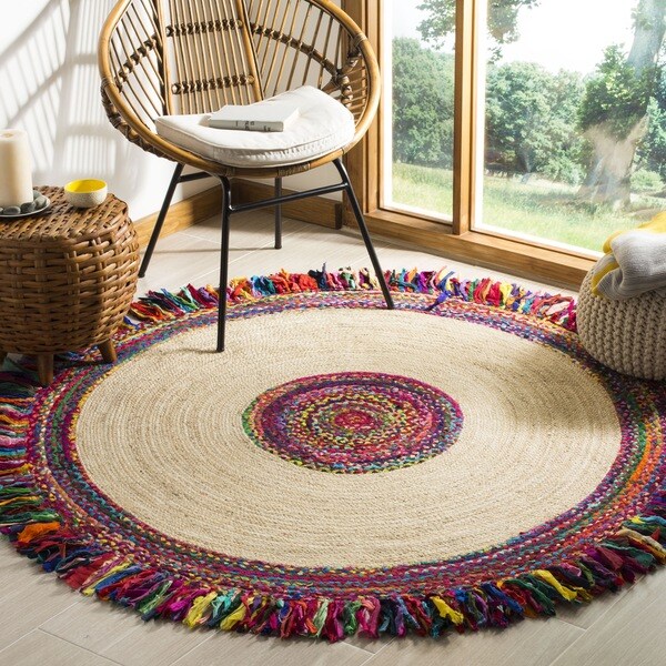 Safavieh Hand-Woven Cape Cod Ivory/ Red Jute Rug - 3' Round