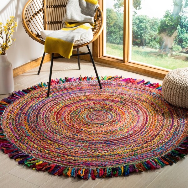 Safavieh Hand-Woven Cape Cod Ivory/ Red Jute Rug - 5' Round
