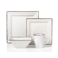 Shop American Atelier Bianca Bead White Square 16-piece Dinnerware ... Shop American Atelier Bianca Bead White Square 16-piece Dinnerware ...