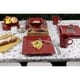 preview thumbnail 4 of 3, 16 Piece Square Beaded Stoneware Dinnerware by Lorren Home Trends, Red