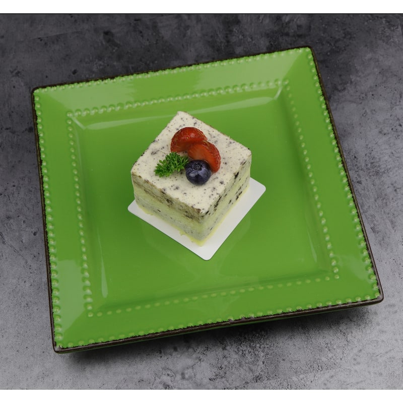 16 Piece Square Beaded Stoneware Set by Lorren Home Trends, Green