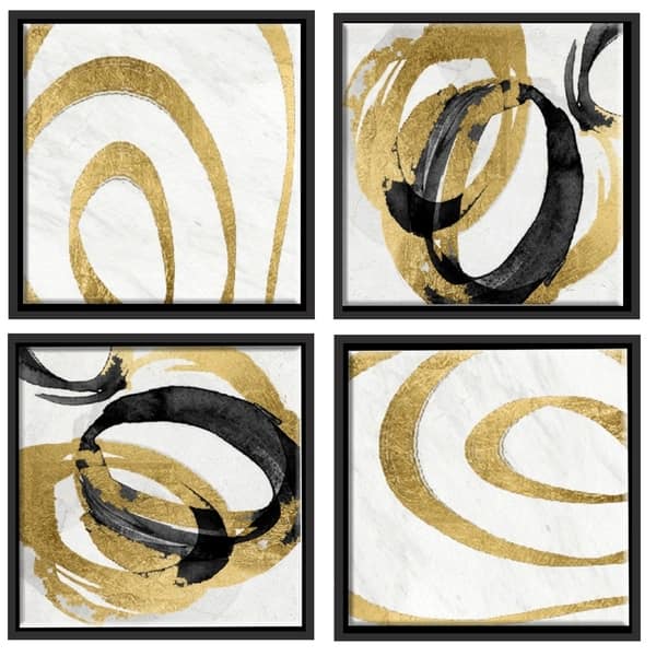 Aurelle Home Gold Wood Contemporary Modern Abstract Wall Decor (Set of