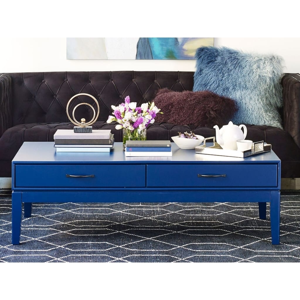 Aurelle Home Blue Wood Coffee Table