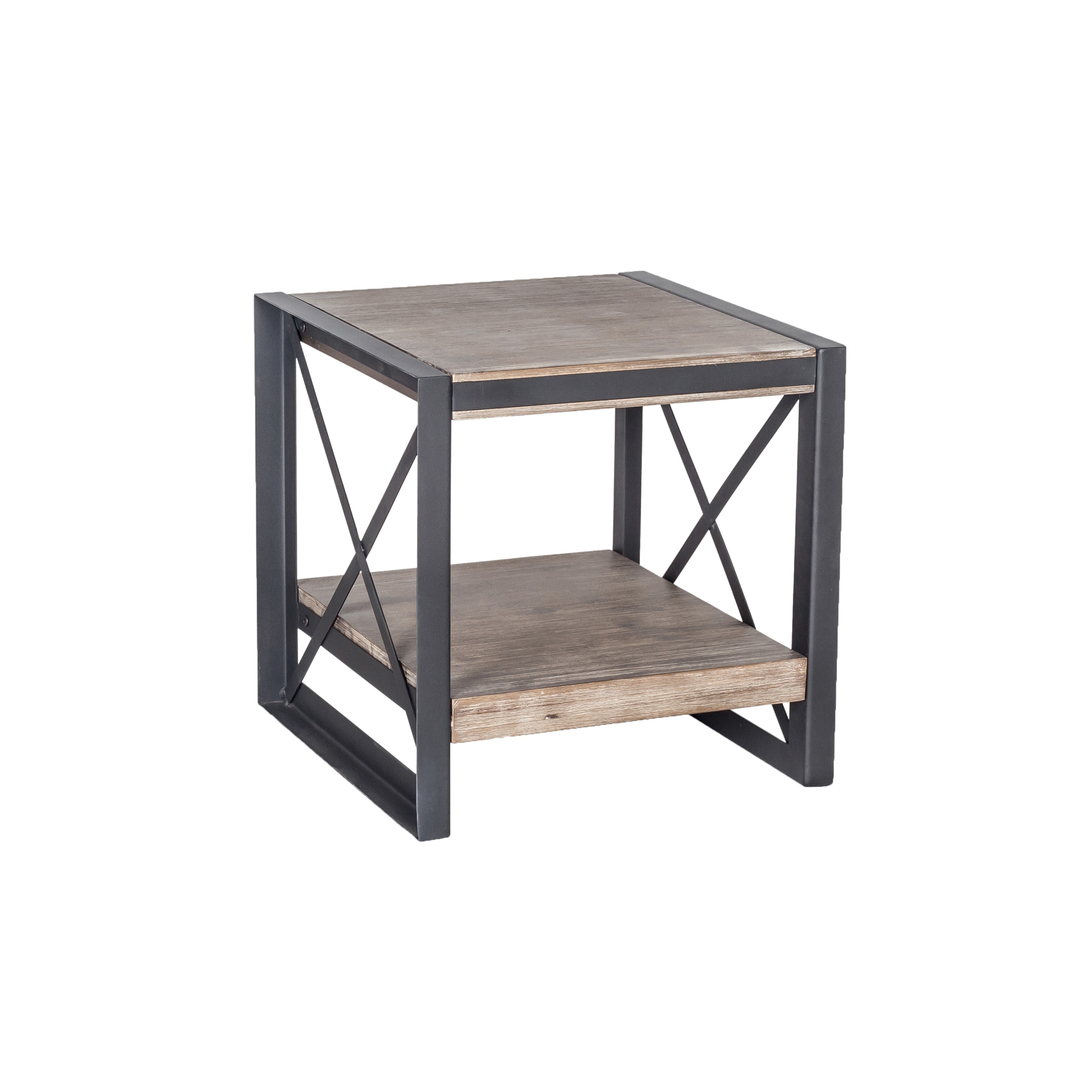 Shop Aurelle Home Brighton Industrial Farmhouse Wood Metal Side Table Overstock 18613073