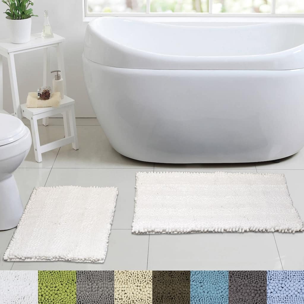 Sweet Home Collection 2 Piece Chenille Bathroom Rug Set (Assorted Colors)