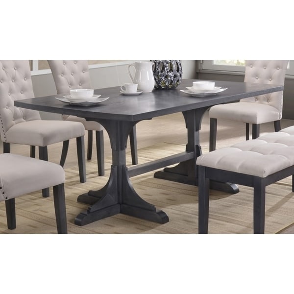 Best Quality Furniture Traditional Rectangular Dining Table, Light Grey