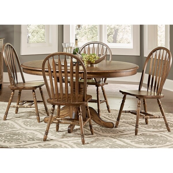Carolina Crossing Antique Honey 7 Piece Windsor Oval Pedestal Dinette Set Carolina Crossing Antique Honey 7 Piece Windsor Oval Pedestal Dinette Set