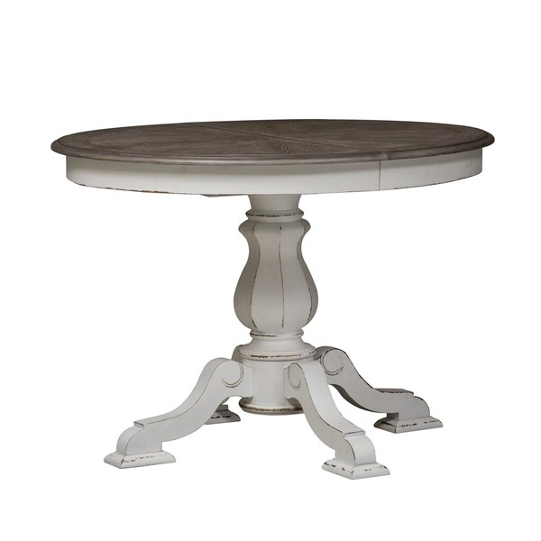 Magnolia Manor Antique White Pedestal Table - Antique White - Overstock ...