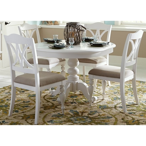 Shop Summer House Oyster White 5-piece Round Pedestal Table Dining Set - On Sale - Free Shipping ...