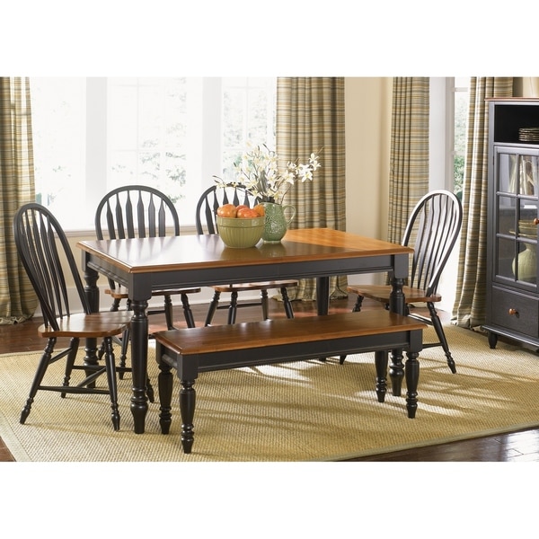 The Gray Barn Buttercup Hill Anchor Black 6-piece Windsor Back Rectangular Dining Set