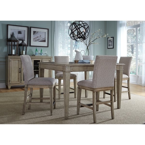 Shop Liberty Driftwood 5 Piece Upholstered Gathering Table Set