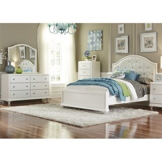 Stardust Iridescent White Panel Bed