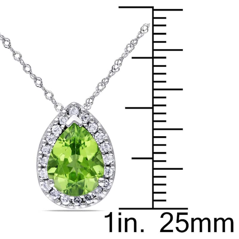 Miadora 14k White Gold 1/5ct Diamond and Peridot Pendant