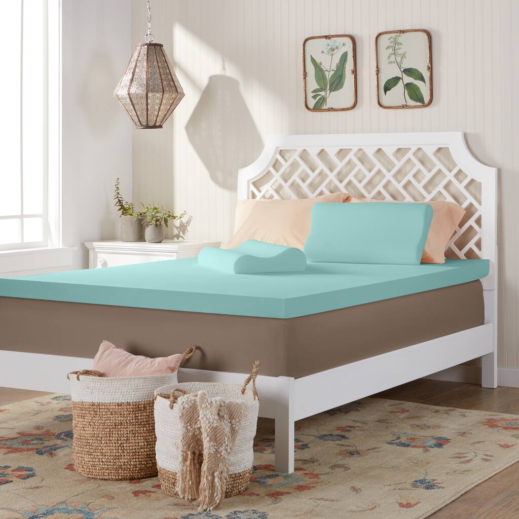 Comfort Dreams 3-inch Memory Foam Mattress Topper with Two Bonus Contour Pillows