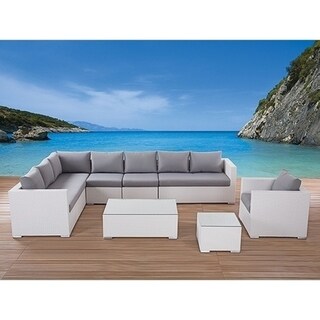 Beliani White Wicker XXL Outdoor Conversation Set