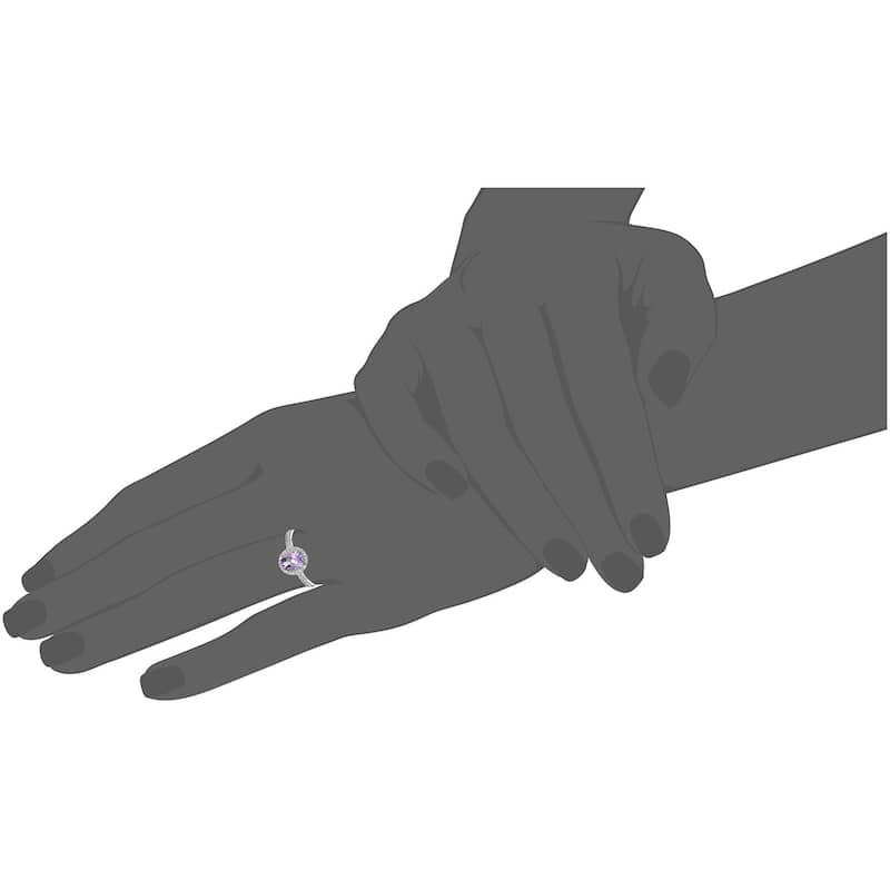 Sterling Silver Amethyst, White Topaz Halo Engagement Ring