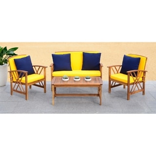 Shop Safavieh Outdoor Living Cushioned Brown Acacia Wood 4 ... Shop Safavieh Outdoor Living Cushioned Brown Acacia Wood 4 ... on Safavieh Outdoor Living Montez 4 Piece Set id=66880