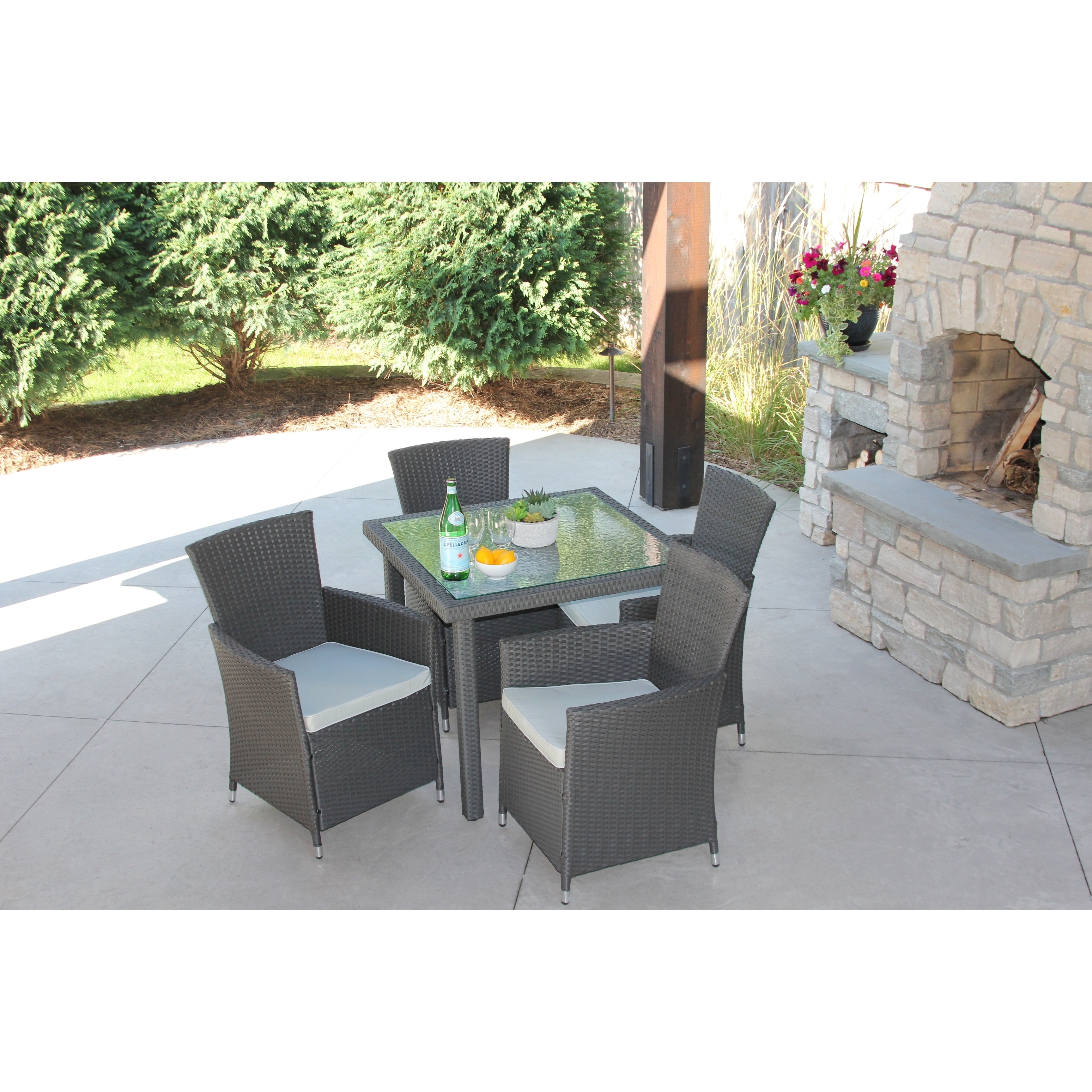 Shop 5 Piece Gray Wicker Outdoor Dining Set With Square Wicker