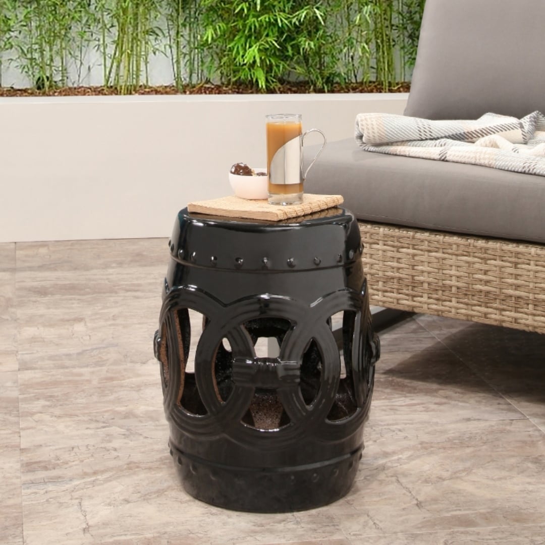 Abbyson Moroccan Black Garden Stool Set Of 2 On Abbyson Moroccan Black Garden