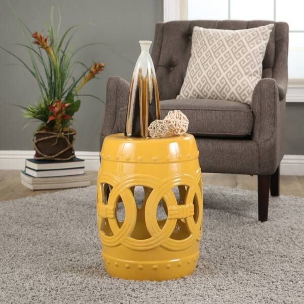 Abbyson Moroccan Yellow Garden Stool Set Of 2 Abbyson Moroccan Yellow Garden