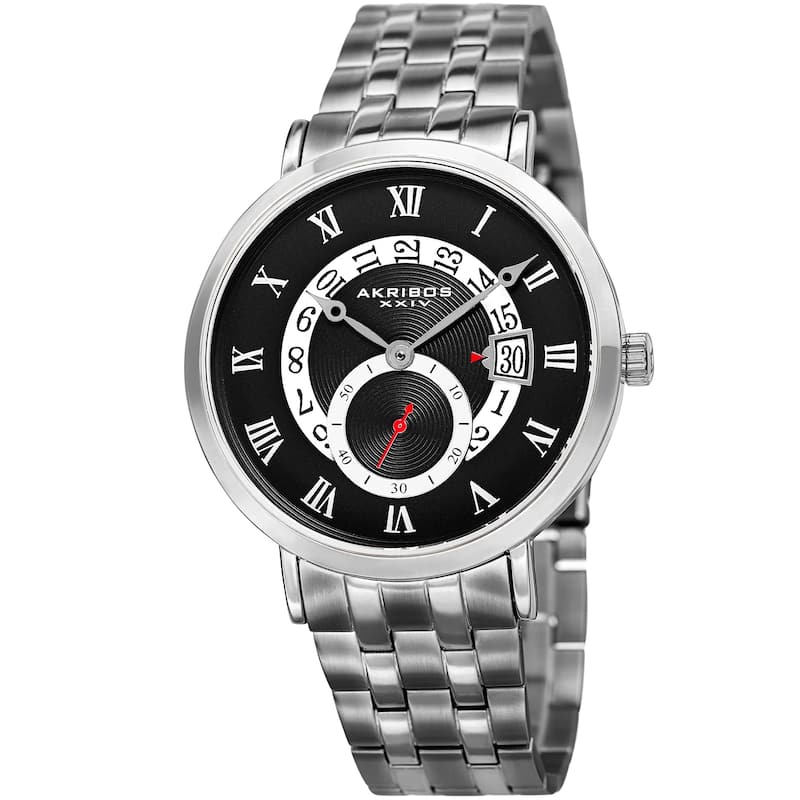 Akribos XXIV Men's Quartz Multifunction Silver-Tone Bracelet Watch