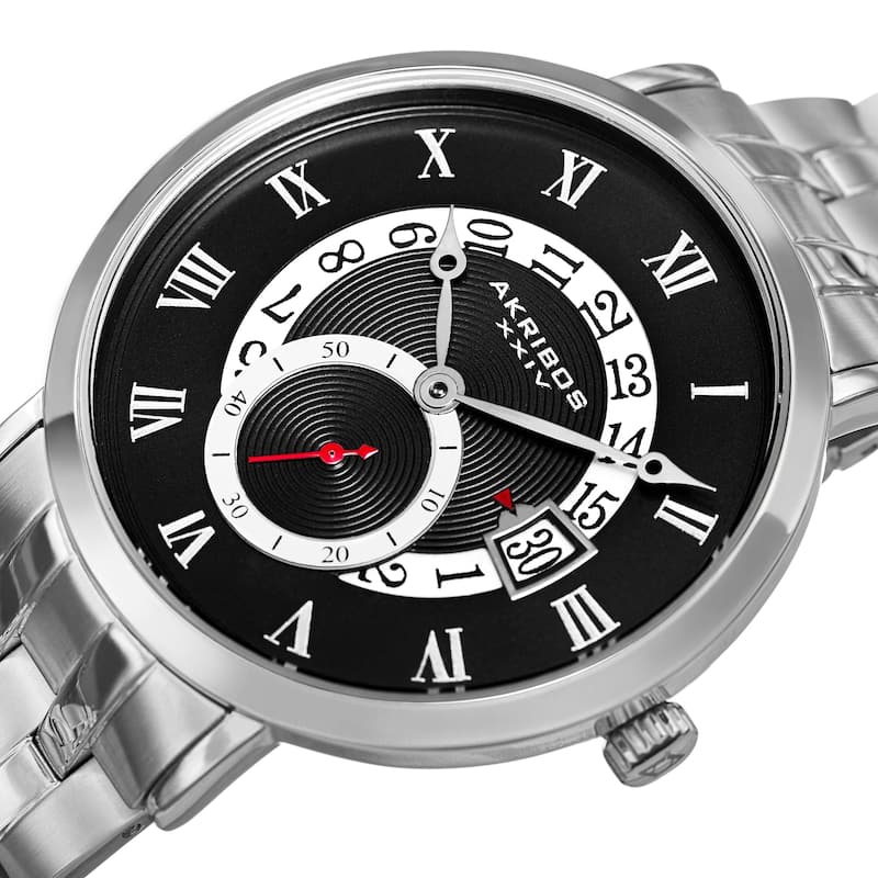 Akribos XXIV Men's Quartz Multifunction Silver-Tone Bracelet Watch