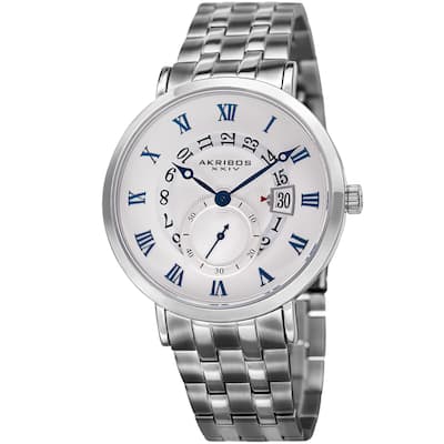 Akribos XXIV Men's Quartz Multifunction Silver-Tone Bracelet Watch