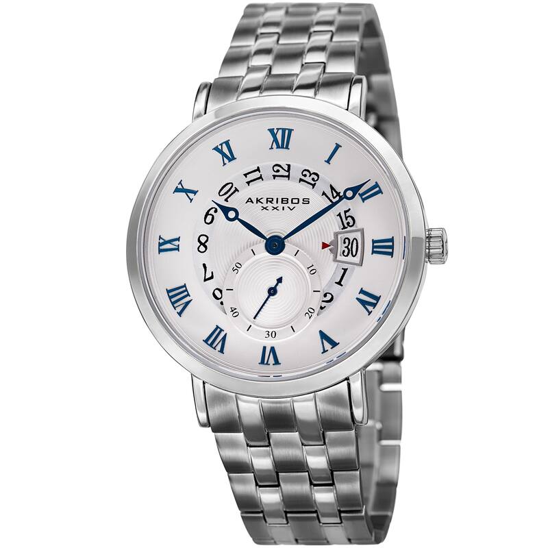 Akribos XXIV Men's Quartz Multifunction Silver-Tone Bracelet Watch