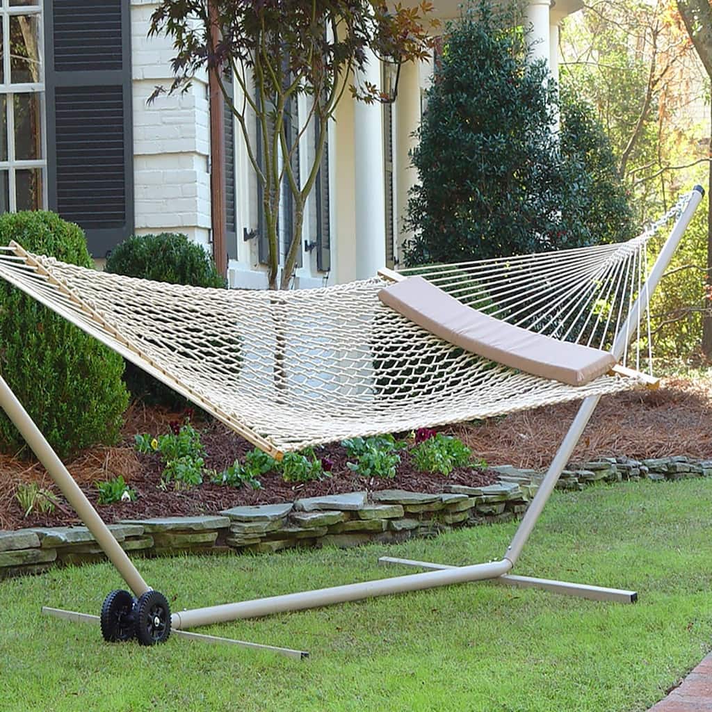 Wire Rope Hammock White Rope Hammock with Pillow - Overstock - 18653659
