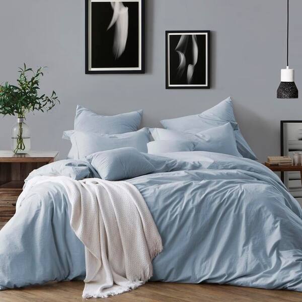 All Natural Luxurious Prewashed Cotton Chambray Duvet Cover Set