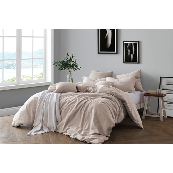 All Natural Prewashed Yarn Dye Cotton Chambray Duvet Cover Set - Luxurous Soft, Wrinkled Look, Eco-Friendly Package