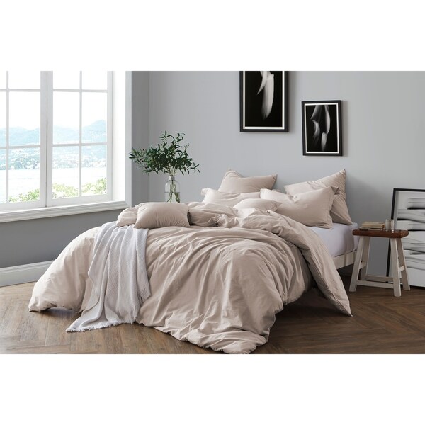 All Natural Prewashed Yarn Dye Cotton Chambray Duvet Cover Set - Luxurous Soft, Wrinkled Look, Eco-Friendly Package