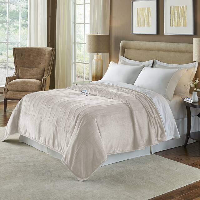 Serta Silky Plush Heated Electric Blanket Overstock 18654814