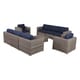 preview thumbnail 5 of 18, LSI Antibes Grey Wicker Sunbrella 9-piece Sofa Club Set