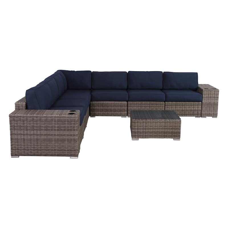 LSI Antibes 10-piece Sectional Set with Cup Holders and Sunbrella Cushions