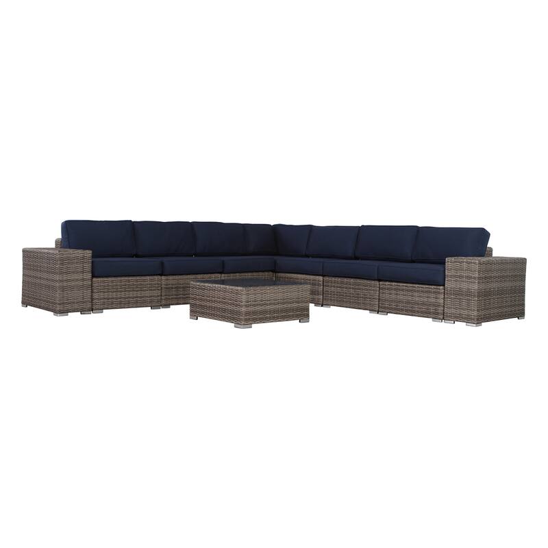 LSI Antibes 10-piece Sectional Set with Cup Holders and Sunbrella Cushions