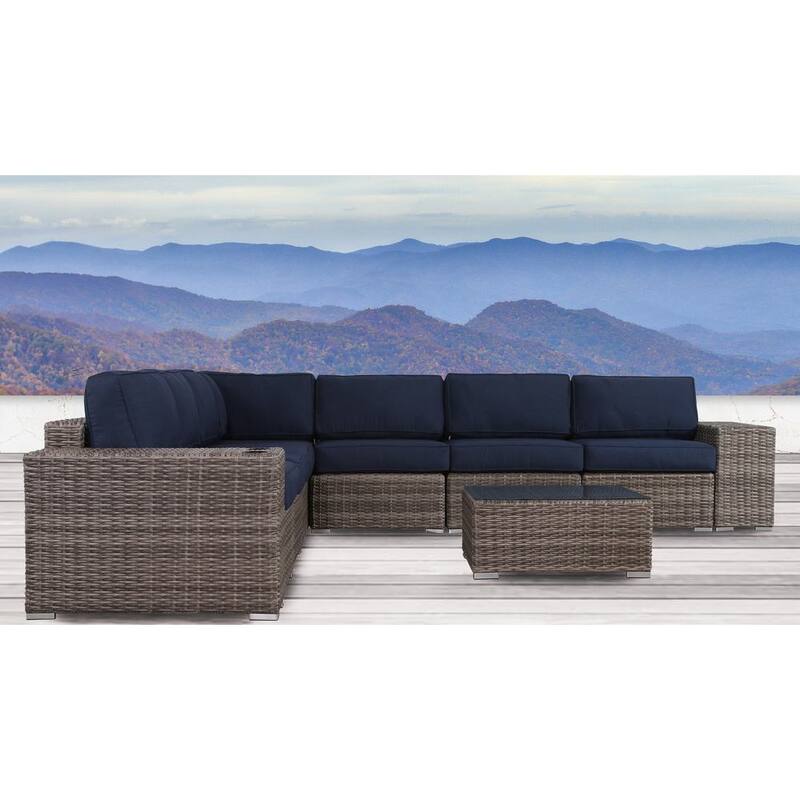 LSI Antibes 10-piece Sectional Set with Cup Holders and Sunbrella Cushions