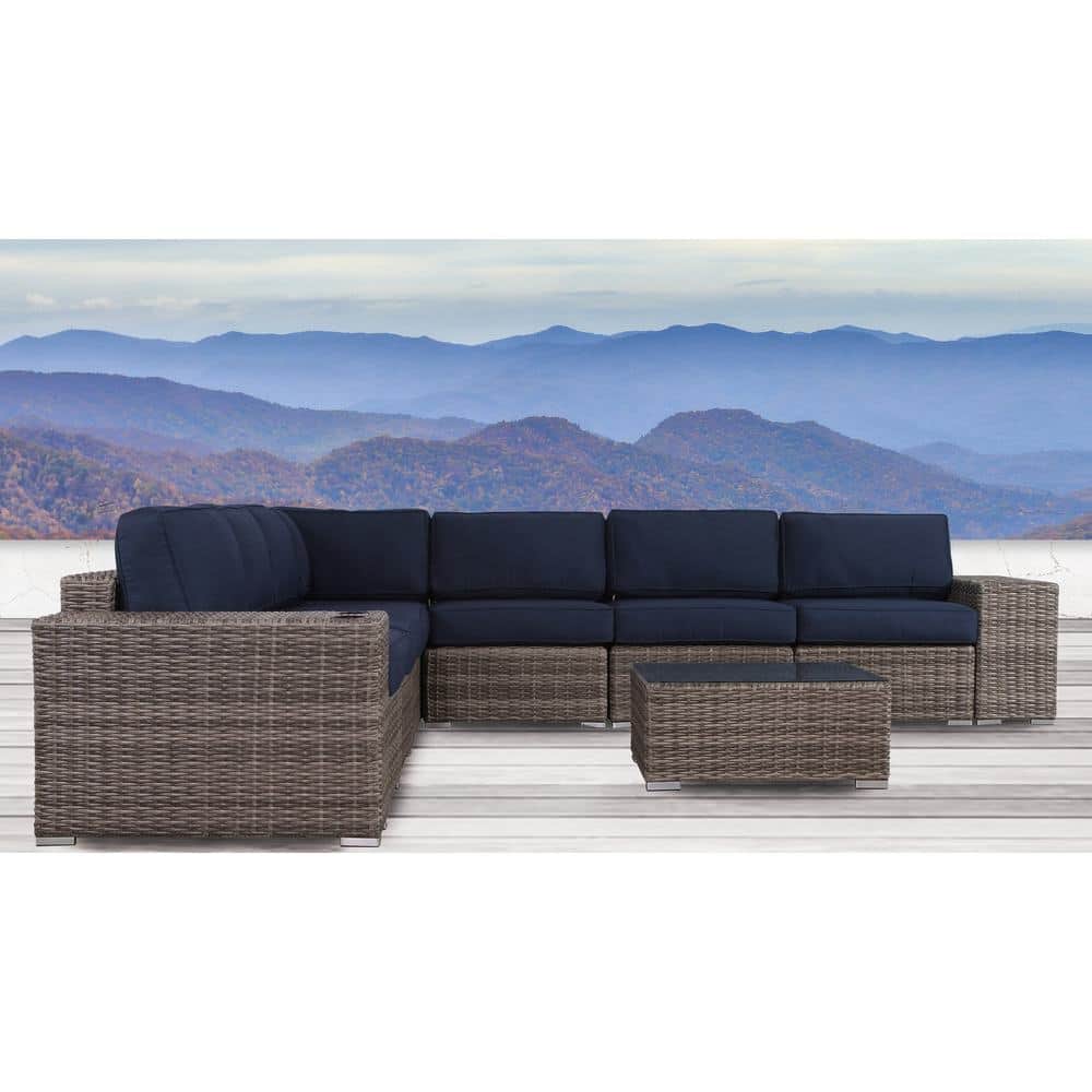 LSI Antibes 10-piece Sectional Set with Cup Holders and Sunbrella Cushions