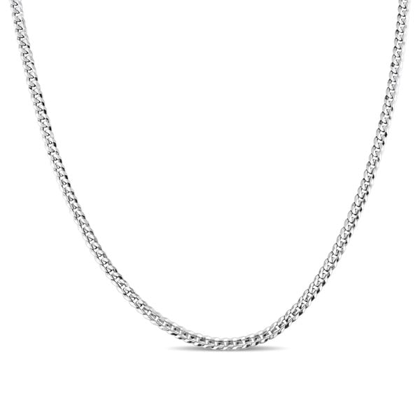 Miadora 14k White Gold 20 Inch Men's Thin Flat Curb Link Chain Necklace