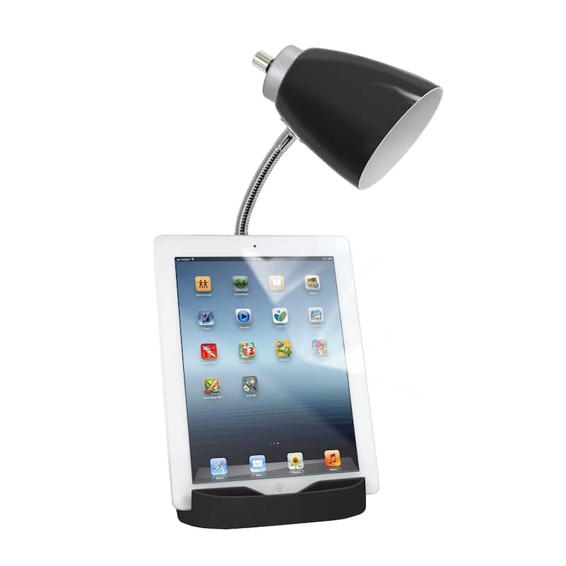 Limelights Gooseneck Organizer Desk Lamp w/ Holder and USB port, Black