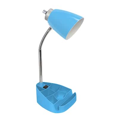 Limelights Gooseneck Organizer Desk Lamp w/ Holder & Charger, Blue
