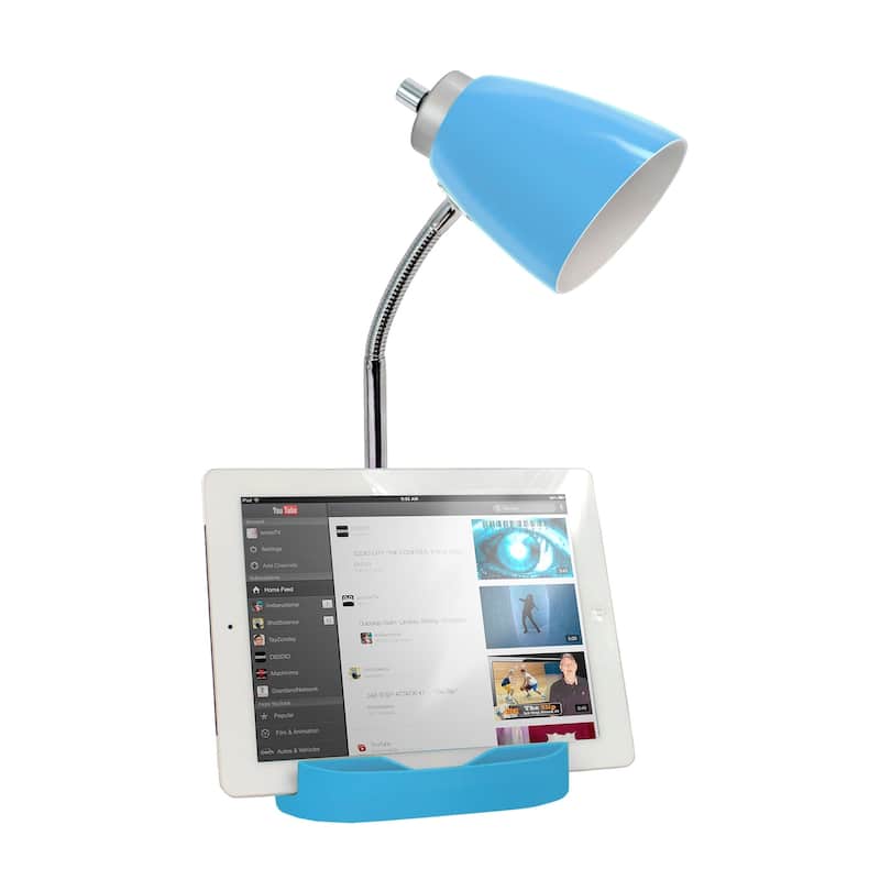 Limelights Gooseneck Organizer Desk Lamp w/ Holder & Charger, Blue