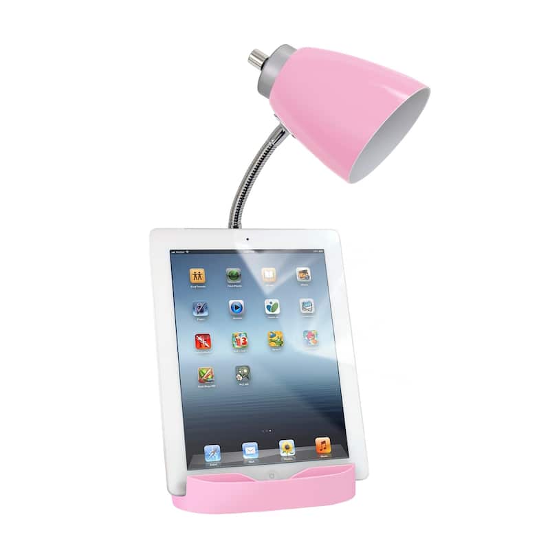 Limelights Gooseneck Organizer Desk Lamp w/ Holder and USB port, Pink
