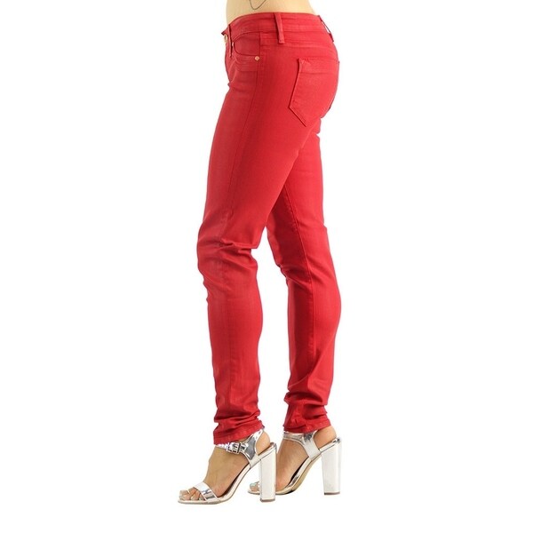 red stretch jeans ladies