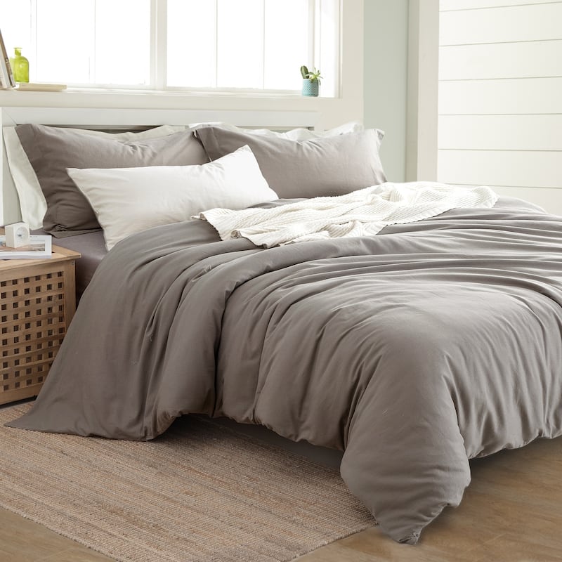 Modern Threads Linen-Cotton Blend 3-Piece Duvet Set - King - Platinum