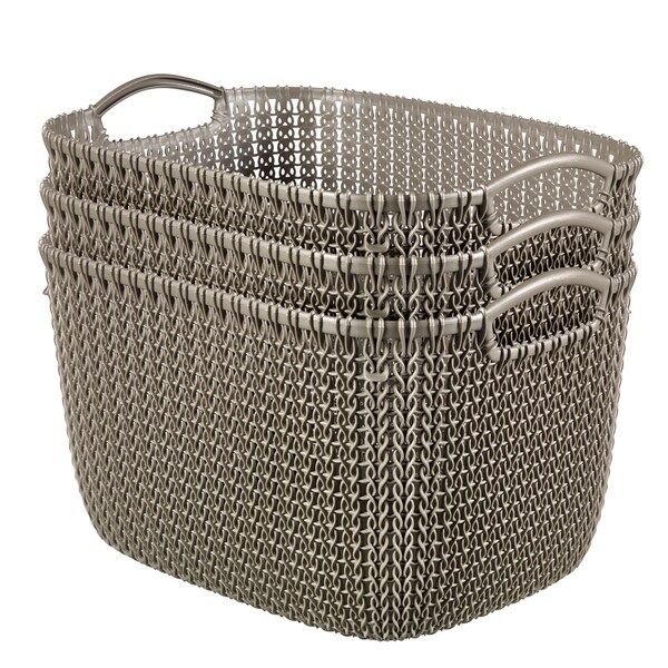 Curver by Keter KNIT Style Resin Rectangular 3-Piece Large Basket Set