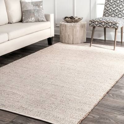 nuLOOM Natural Handwoven Jute and Cotton Area Rug